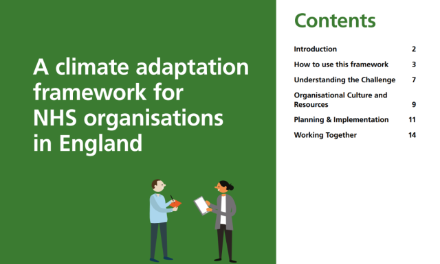 front cover of a toolkit - a climate adaptation framework for NHS organisations in England